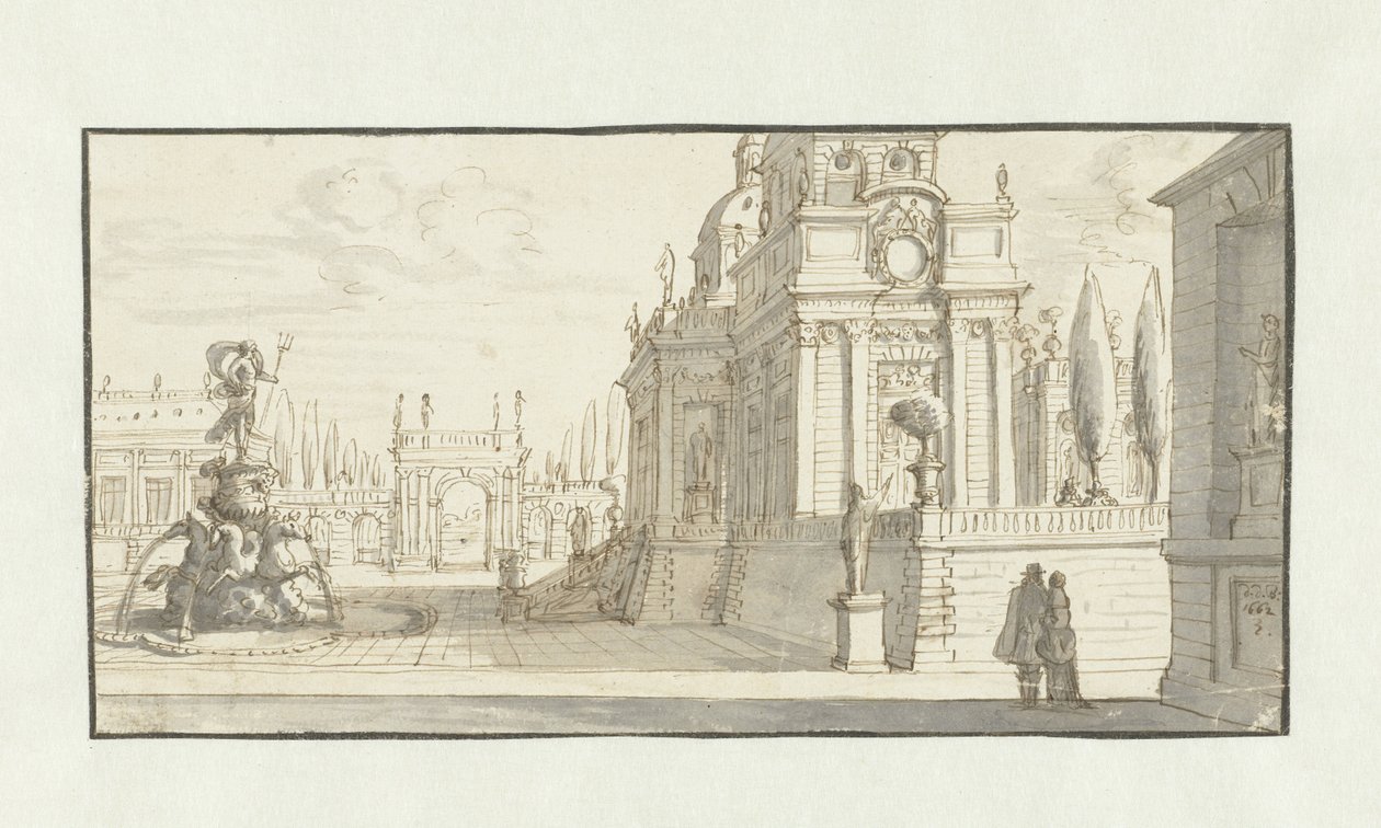 Praça em frente a um palácio renascentista de Daniel de Blieck