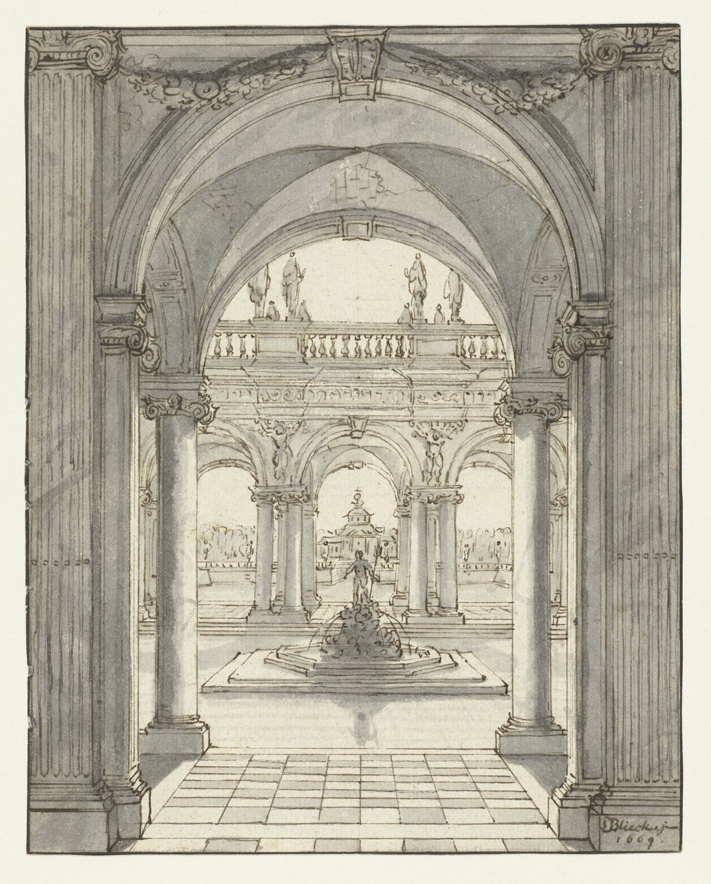 Praça em frente de um palácio renascentista de Daniel de Blieck