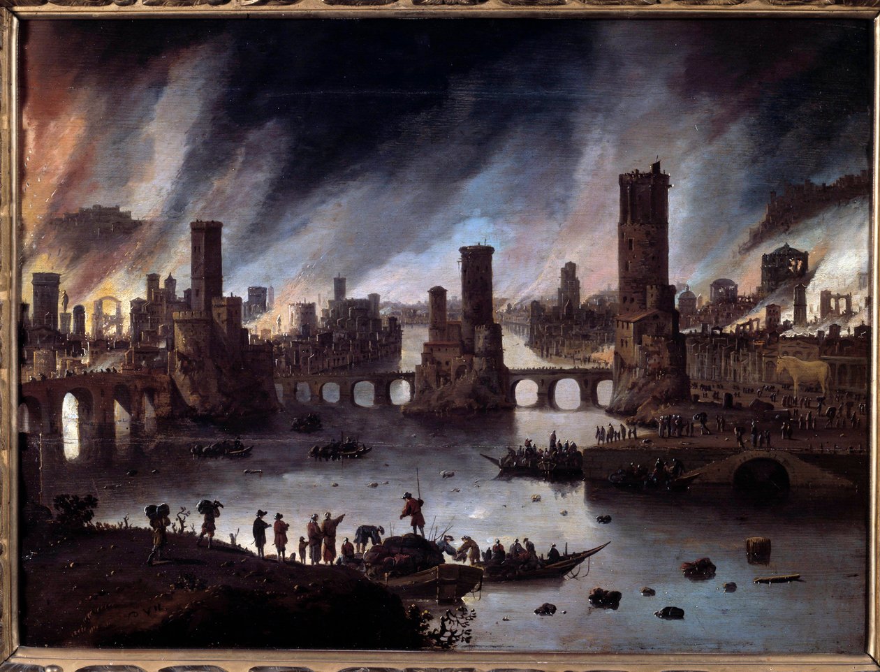 Vista do incêndio da pintura de Tróia por Daniel van Heil (1604-1662) Besancon do século XVII. Musee Des Beaux Arts - Vista da fogueira de Tróia. Pintura de Daniel van Heil (1604-1662) de Daniel van Heil