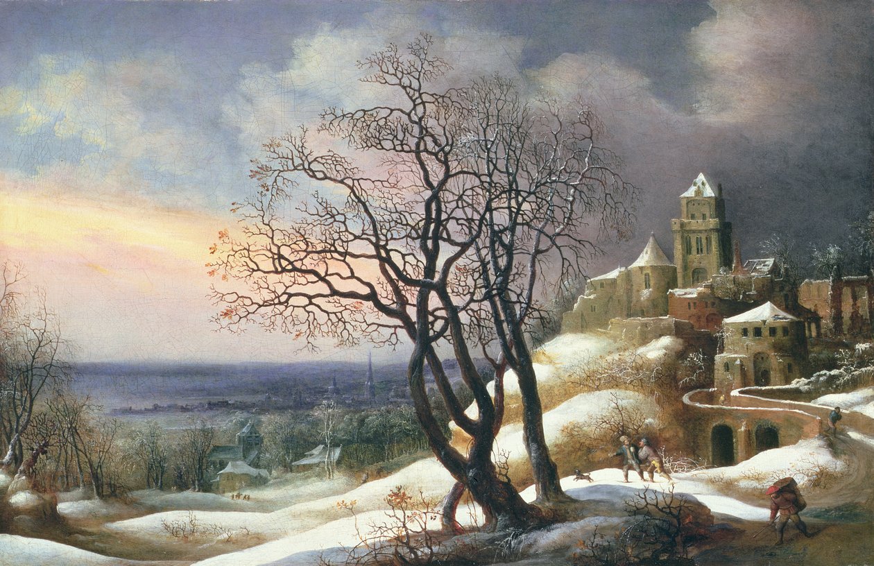 Paisagem de inverno, século XVII de Daniel van Heil