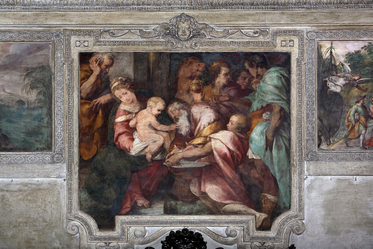 A Adoração do Fresco Magi por Daniele Crespi (1598-1630) Milão do século XVII, Igreja de S. Alessandro em Zebedia de Daniele Crespi