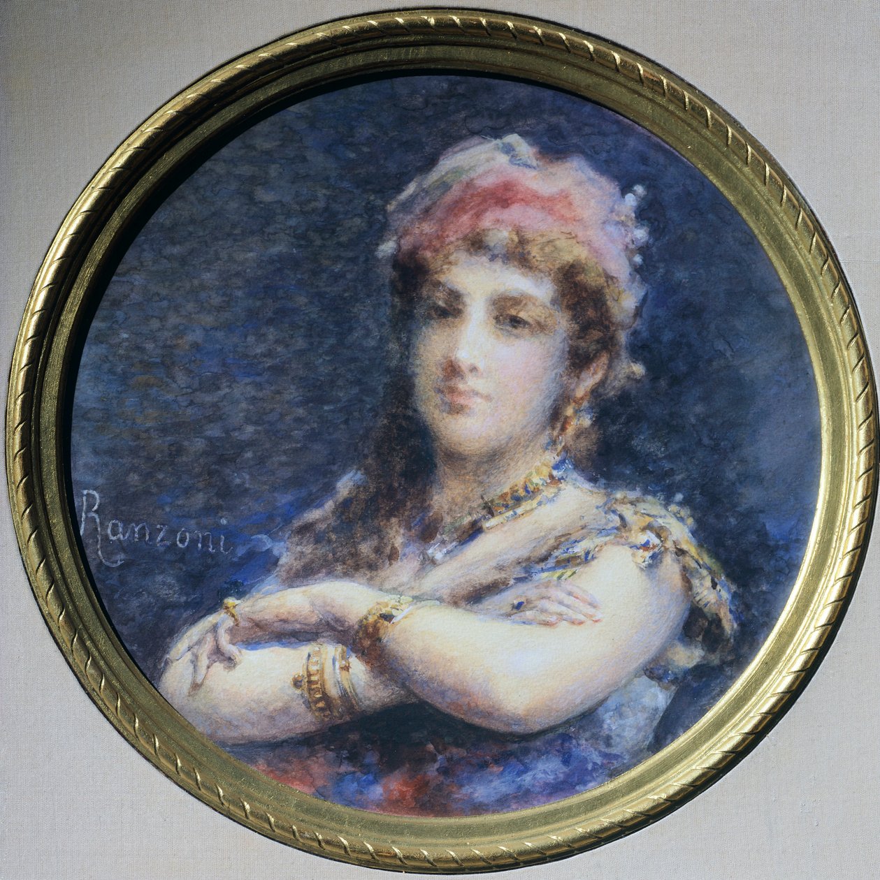 Retrato da princesa Troubetzkoy, de Daniele Ranzoni (1843-1889), aquarela de Danielle Ranzoni