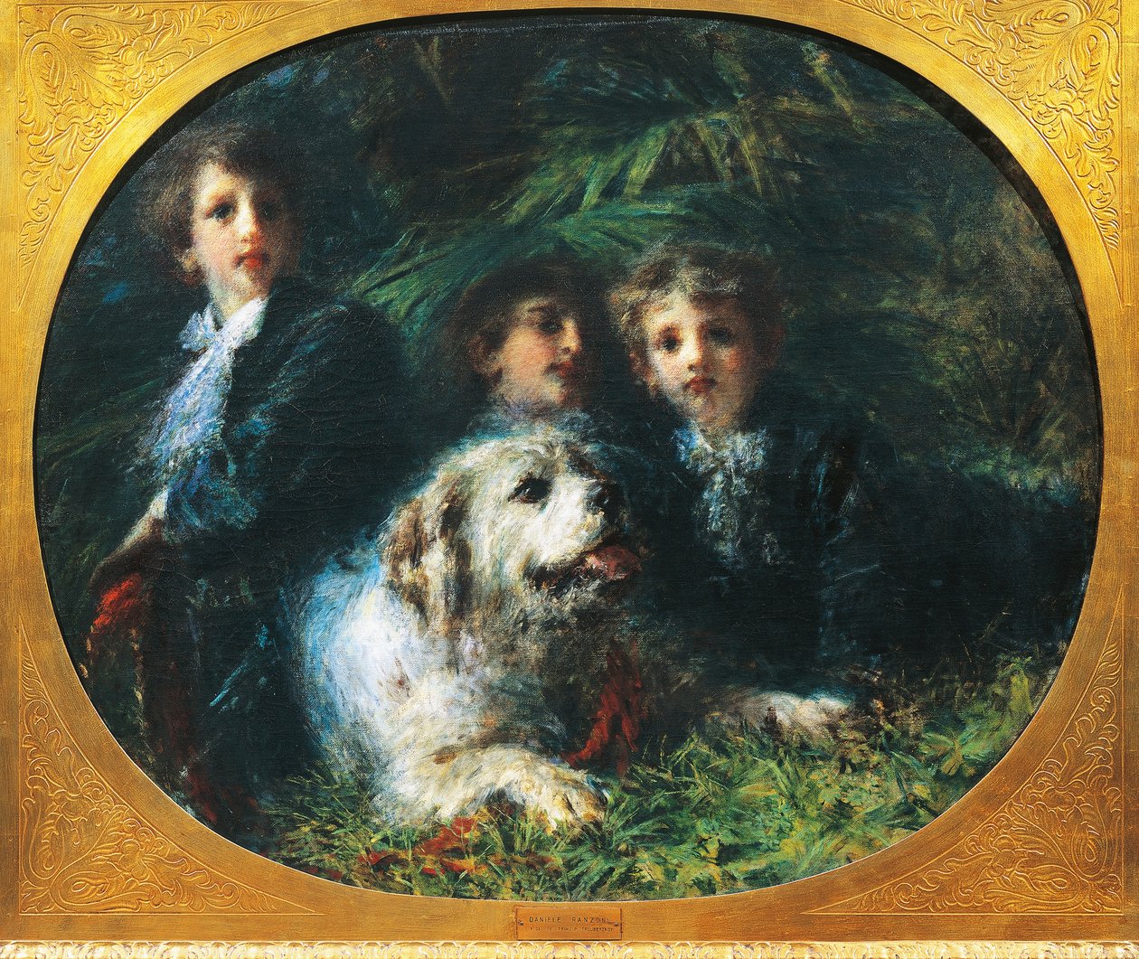 Os meninos Troubetzkoy com um cachorro, de Daniele Ranzoni de Danielle Ranzoni