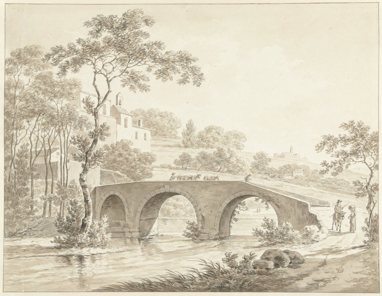 A ponte sobre o Tibre em Narni na Campagna Romana de Daniël Dupré