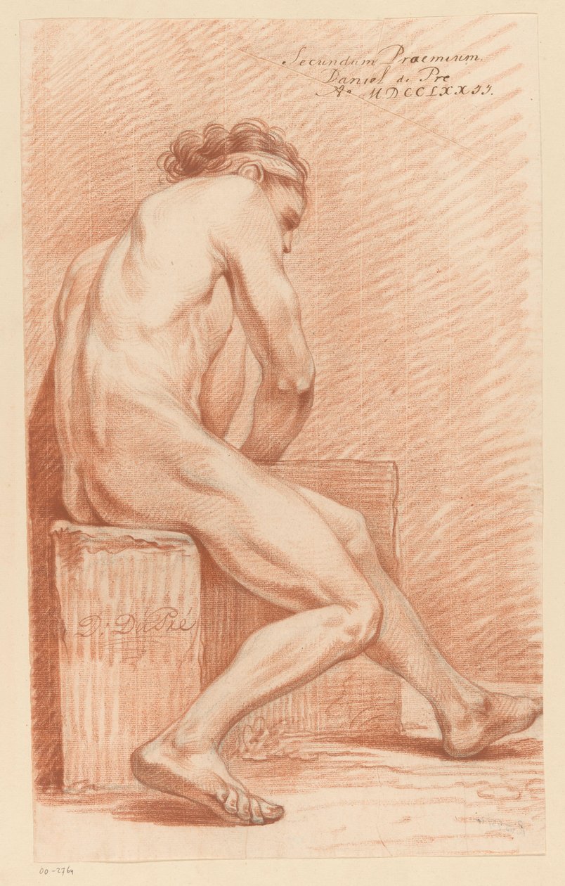 Sentado nu masculino, vista lateral (2º prémio 1772) de Daniël Dupré