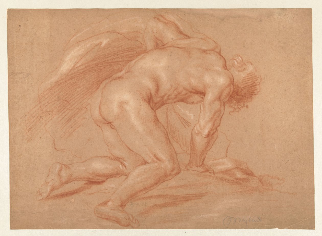 Ajoelhamento masculino nú de Daniël Mijtens (II) (attributed to)