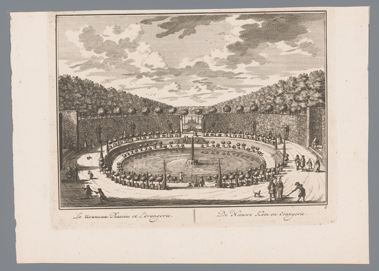 Vista de uma lagoa com fonte no jardim de Slot Zeist Le nouveau bassen et l