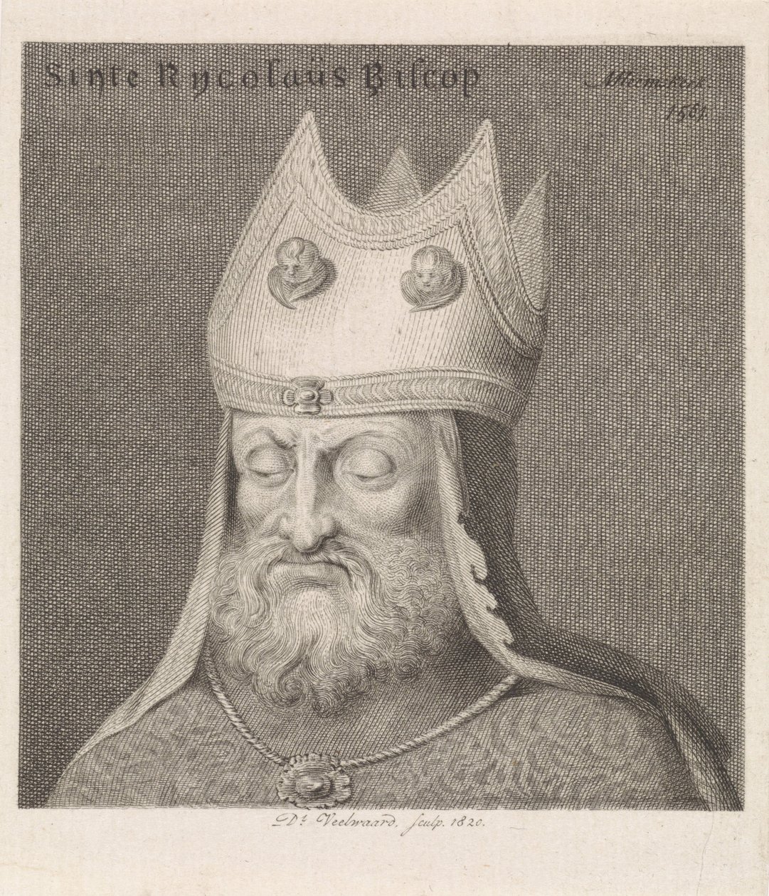 Retrato de um bispo Sinte Rycolaus Biscop (título no objeto) de Daniël Veelwaard (I)