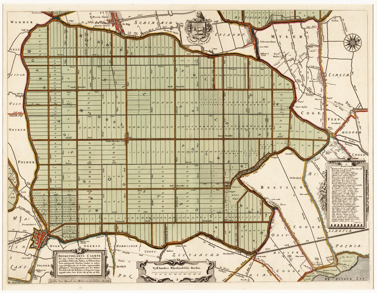 Beemsterlants Caerte, Mapa histórico de Beemster, Países Baixos de Daniël van Breen