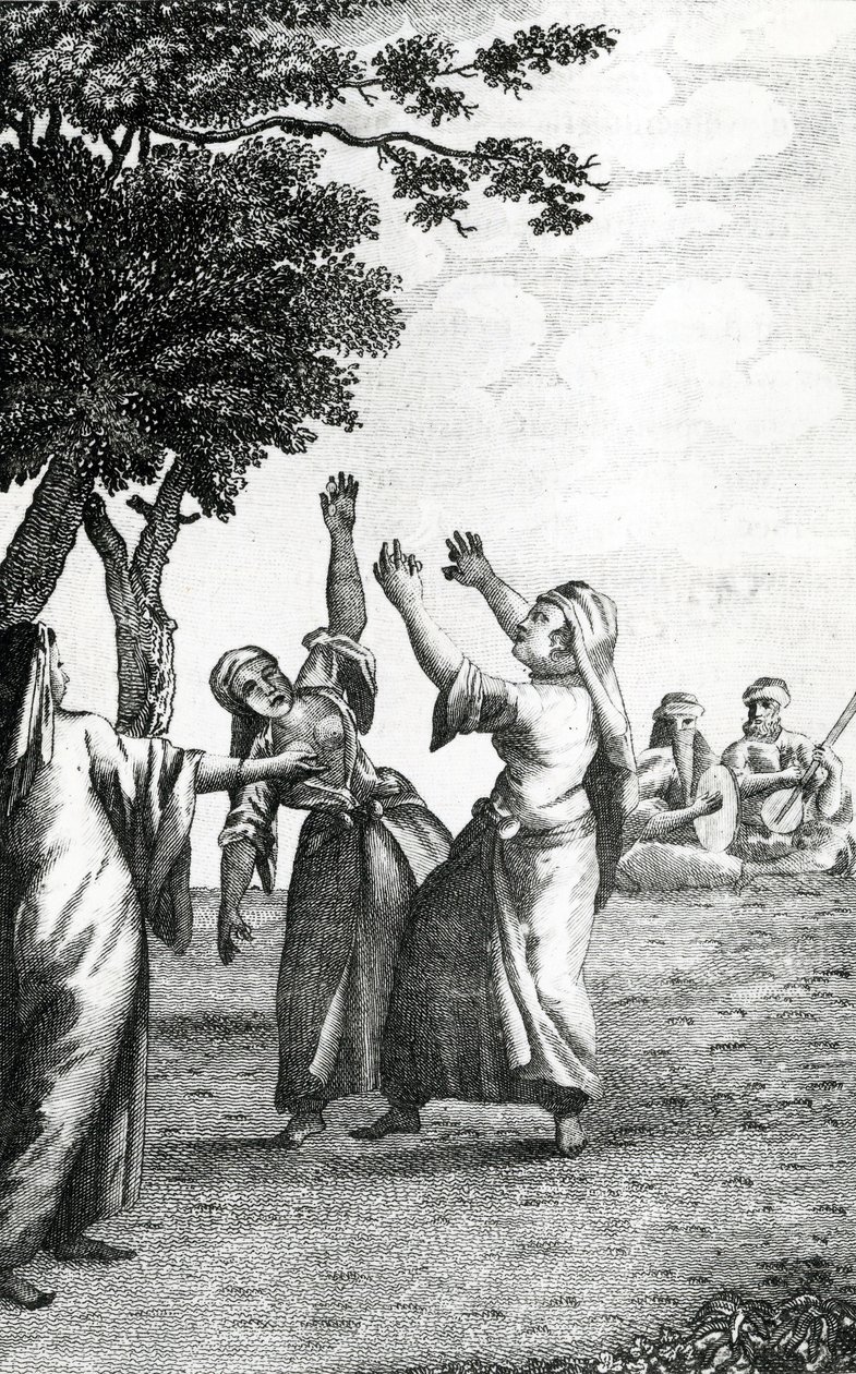 Meninas Dançantes no Egito, tiradas de Niebuhrs Viaja pela Arábia e outros países do Oriente, em 1792 de Danish School