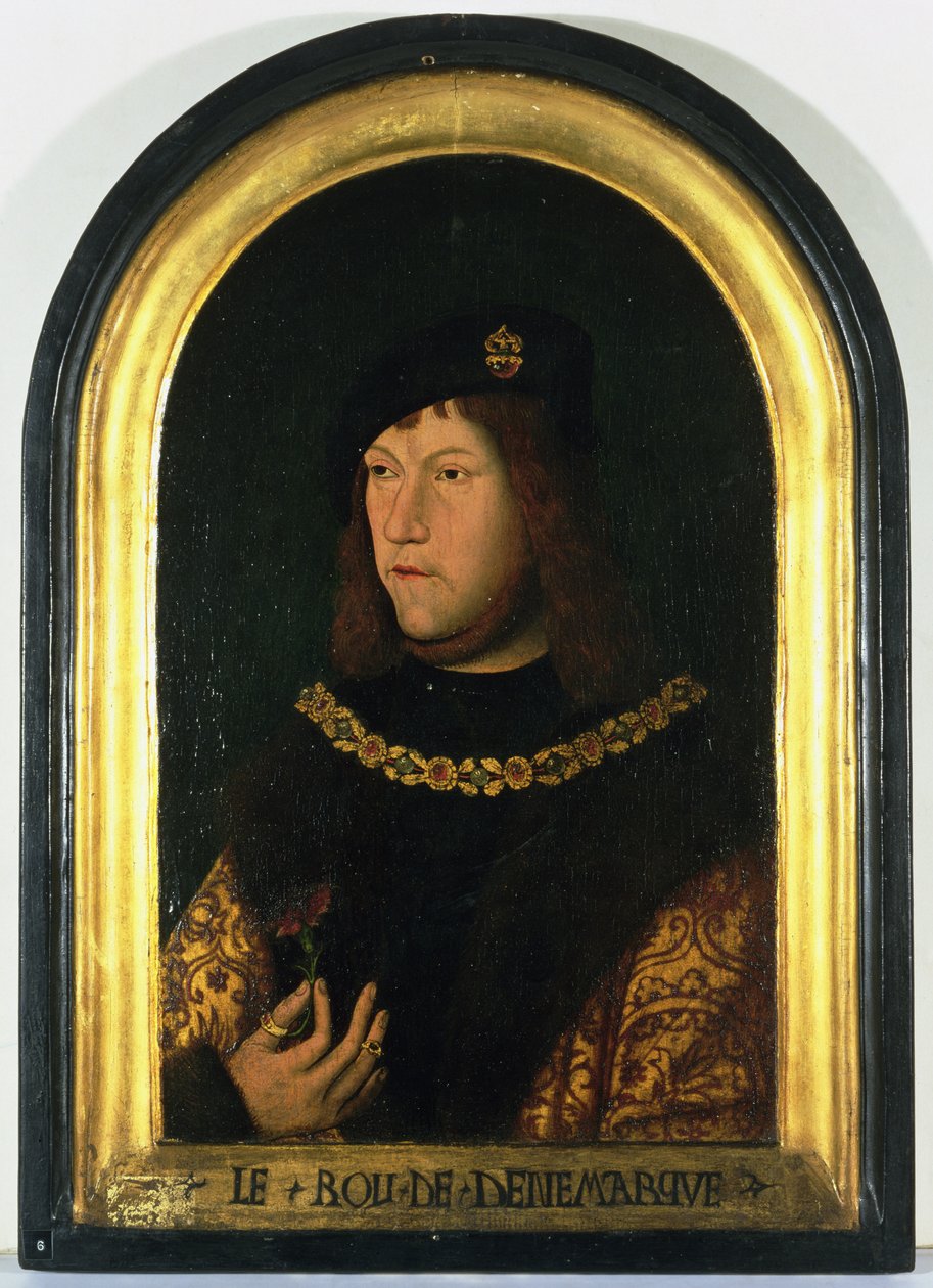 Frederick I (1471-1533) Rei da Dinamarca, c.1520 (óleo sobre painel) de Danish School