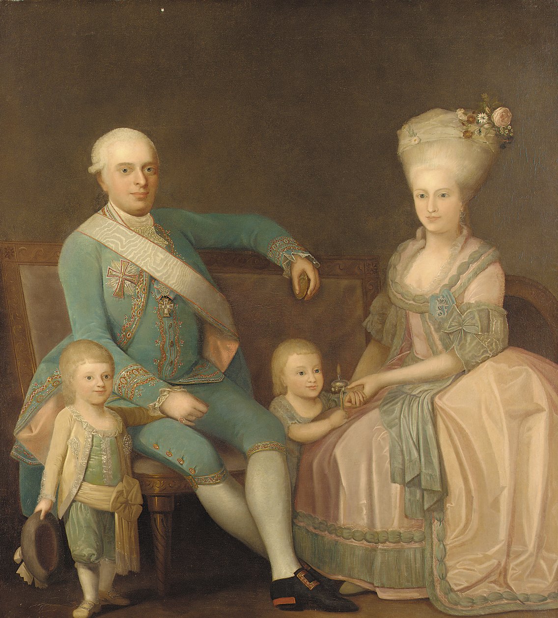 Retrato de um grupo familiar, que se acredita ser Engel Ernst von Schack, sua esposa Mette Pauline von Schack, nee Rosenorn e seus filhos de Danish School