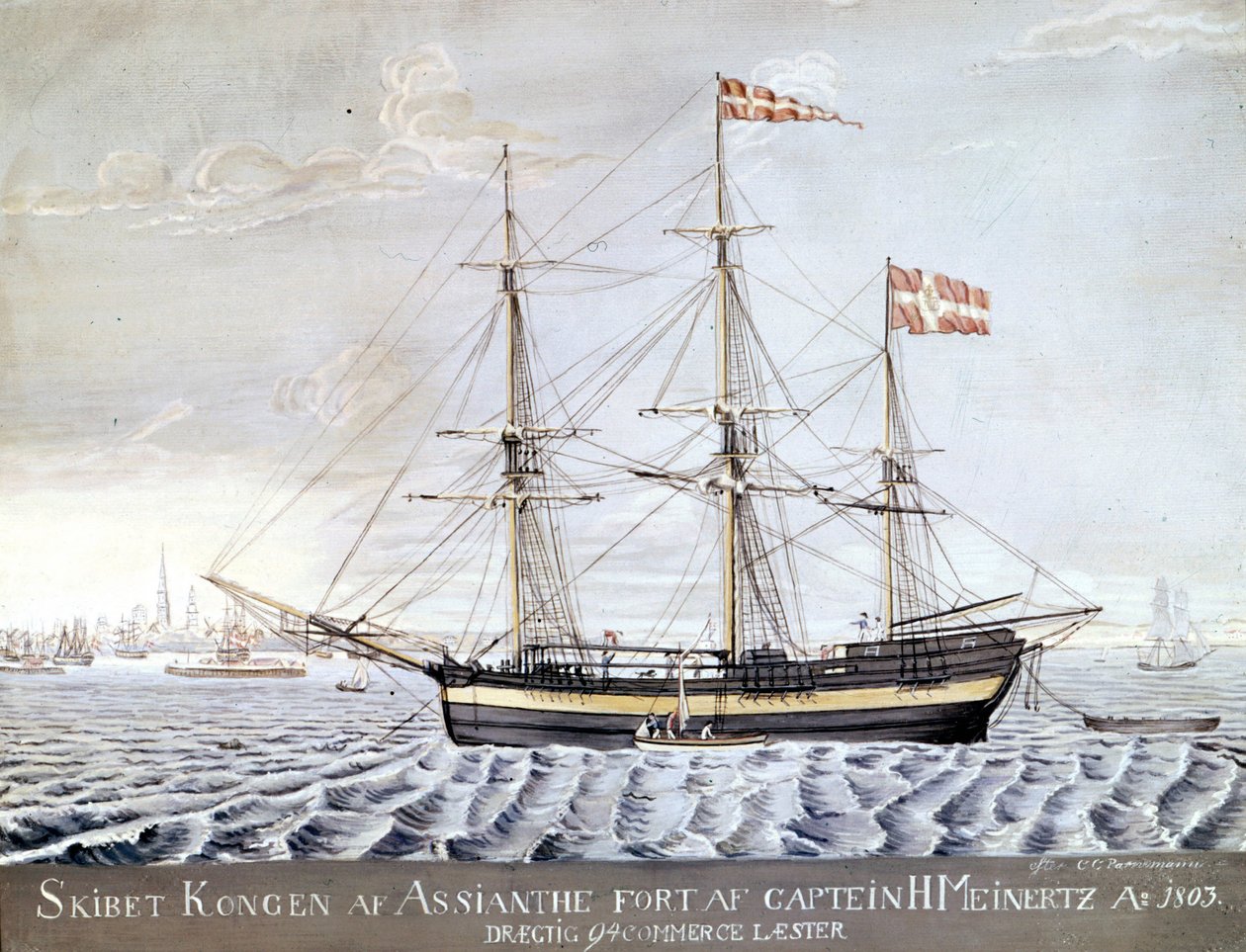 Slership "Konigen of Asian" 1803.Maritime Museum of Elsinor, Dinamarca de Danish School