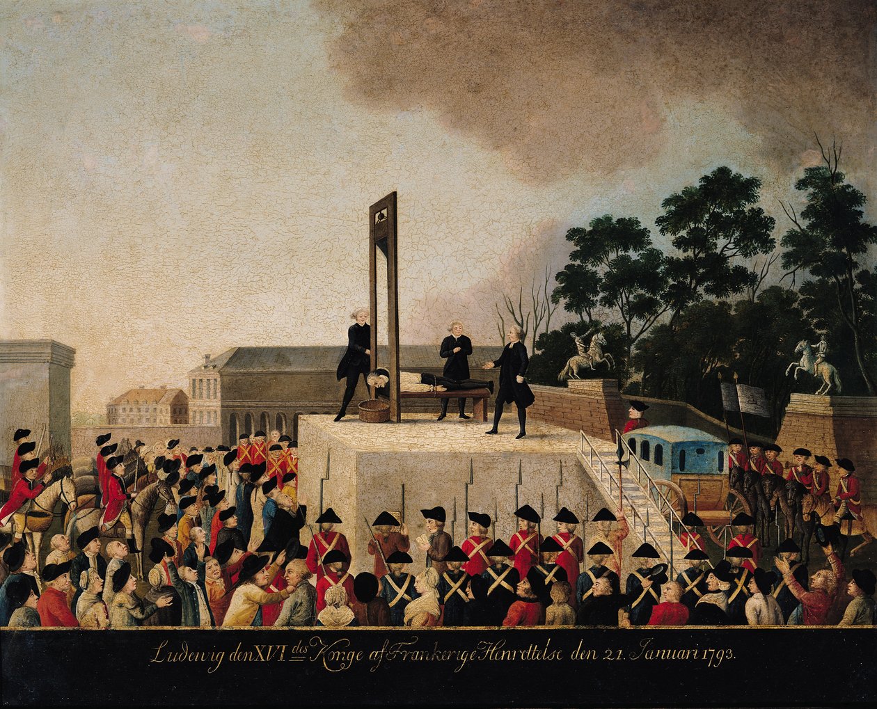 A execução de Luís XVI (1754-93) 21 de janeiro de 1793 (óleo sobre cobre) de Danish School