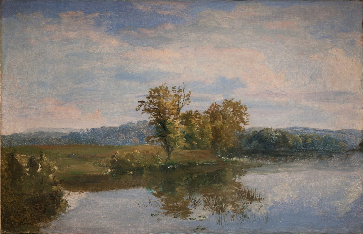 Uma vista do Lago Vejl perto de Silkeborg, Jutlândia de Dankvart Dreyer