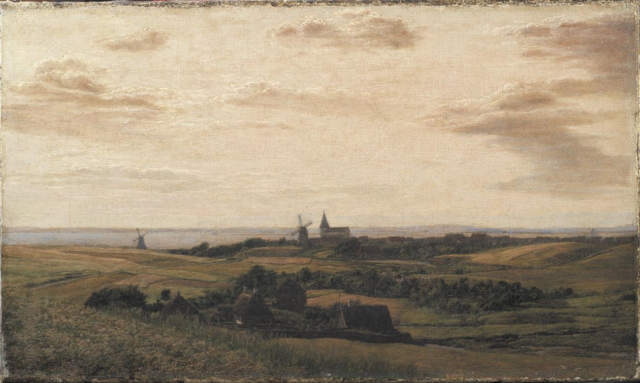 Uma vista para Assens em Funen. Ao longe a costa de Schleswig de Dankvart Dreyer