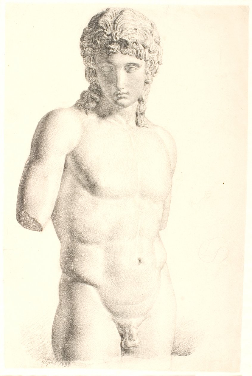 Desenho após gesso: "Eros de Centocelle" (Vaticano) de Dankvart Dreyer