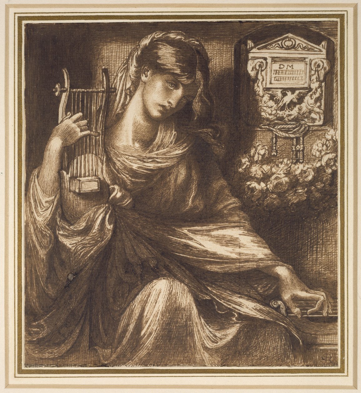 Uma viúva romana do século XIX (pena e tinta marrom no papel) de Dante Gabriel Charles Rossetti