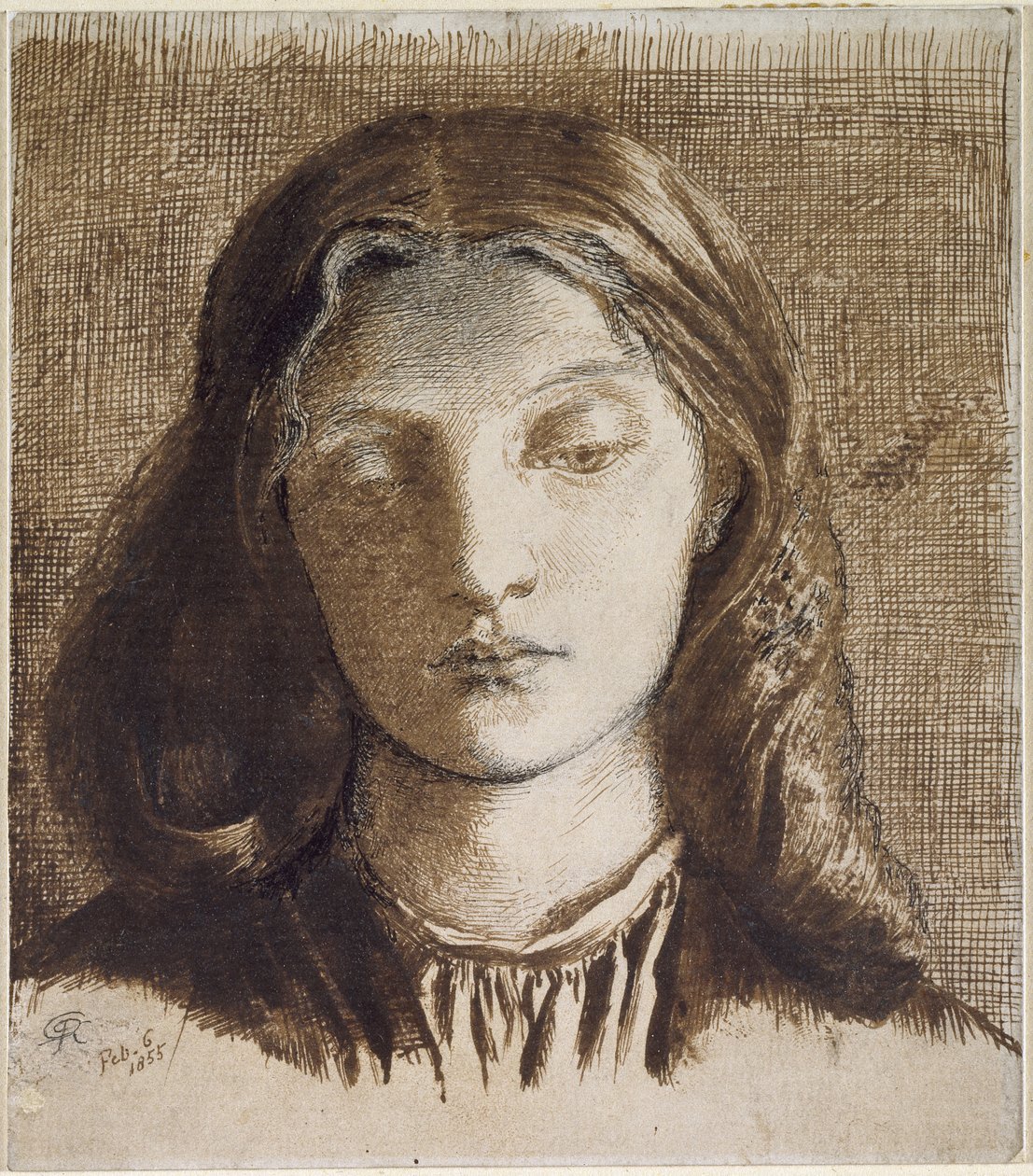 Elizabeth Siddal, 1855 (caneta e tinta no papel) de Dante Gabriel Charles Rossetti