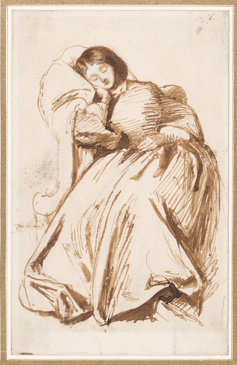 Elizabeth Siddal em uma cadeira de Dante Gabriel Charles Rossetti