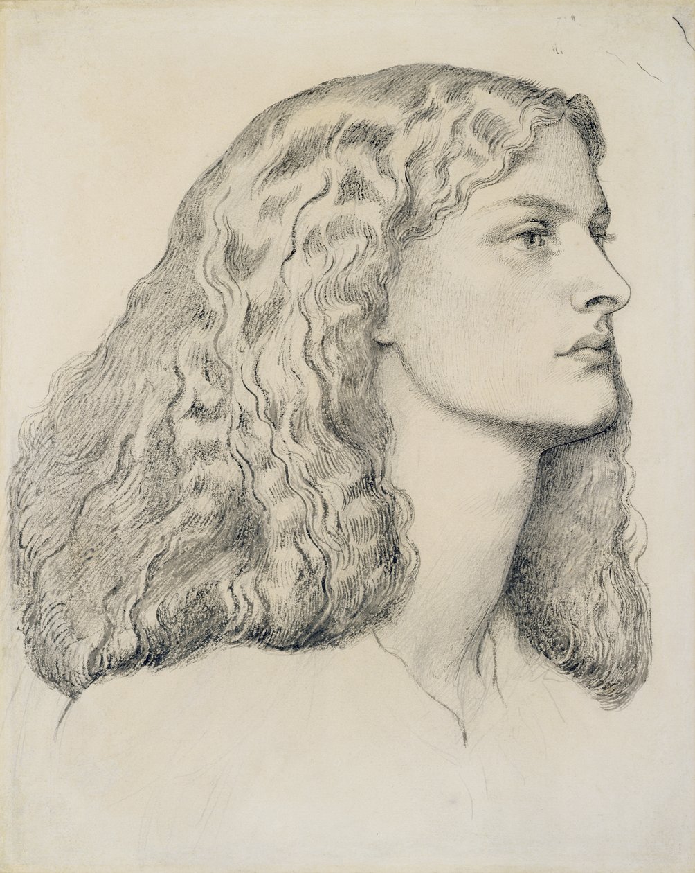 Retrato de Annie Miller, c.1860 (lápis, caneta, tinta e papel) de Dante Gabriel Charles Rossetti