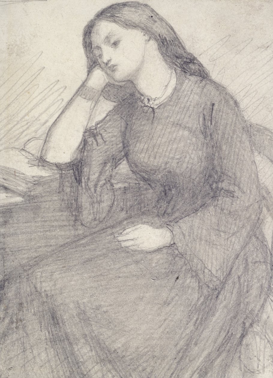 Retrato de Elizabeth Siddal, sentado (grafite sobre papel) de Dante Gabriel Charles Rossetti