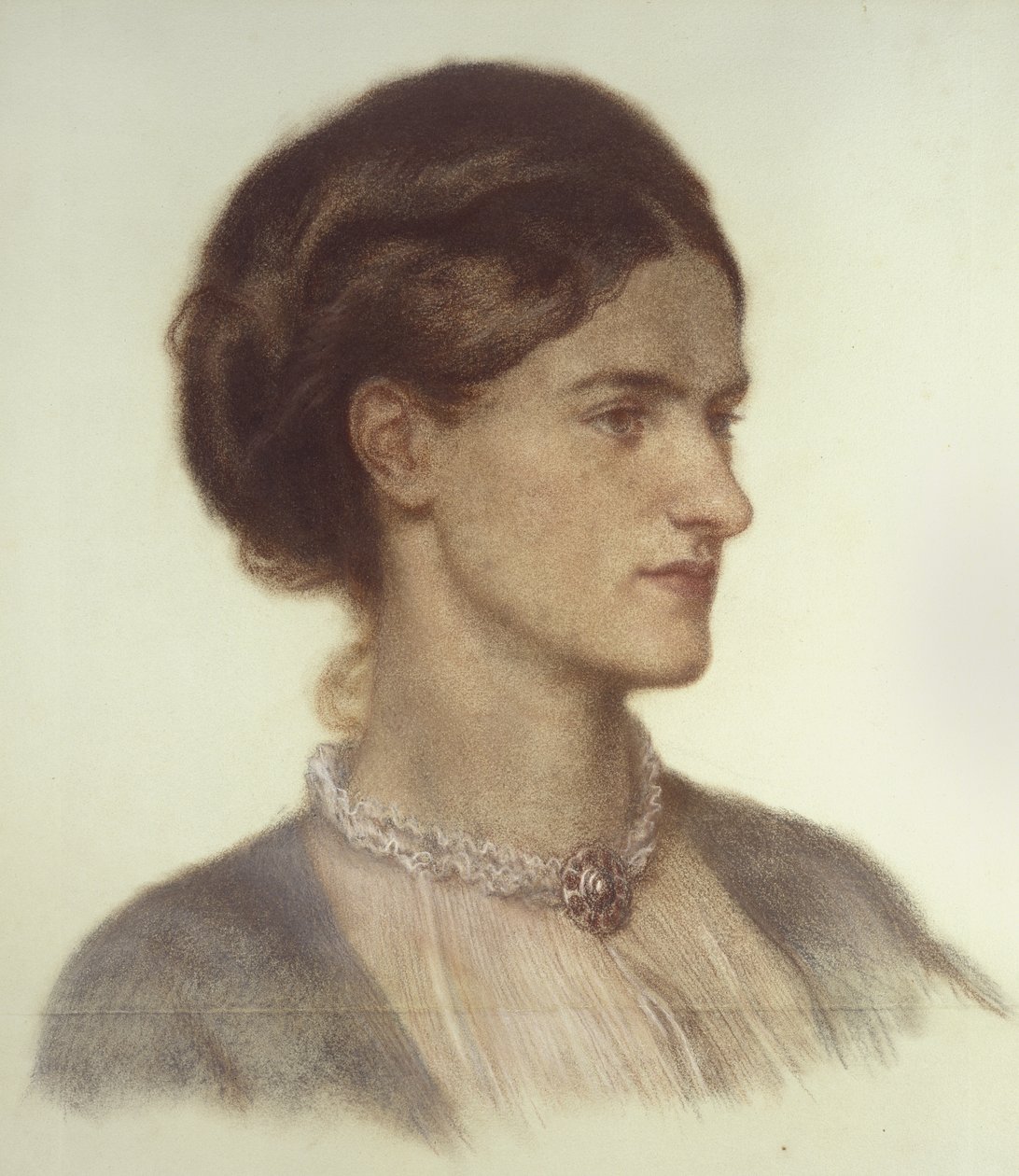 Retrato de Rosalind, condessa de Carlisle, 1870 - 1870 (giz colorido em papel cinza-verde) de Dante Gabriel Charles Rossetti
