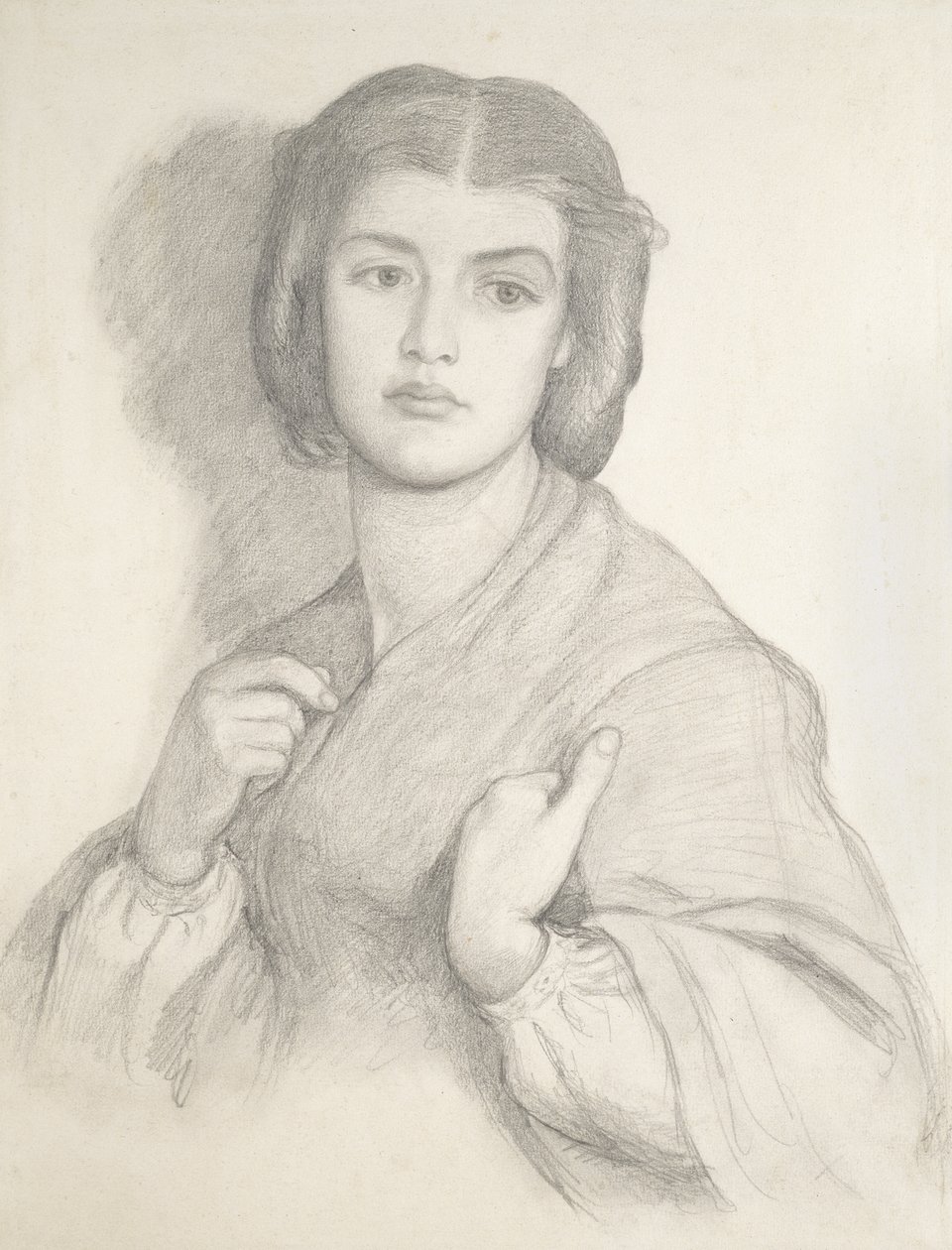 Retrato de uma mulher (grafite no papel) de Dante Gabriel Charles Rossetti