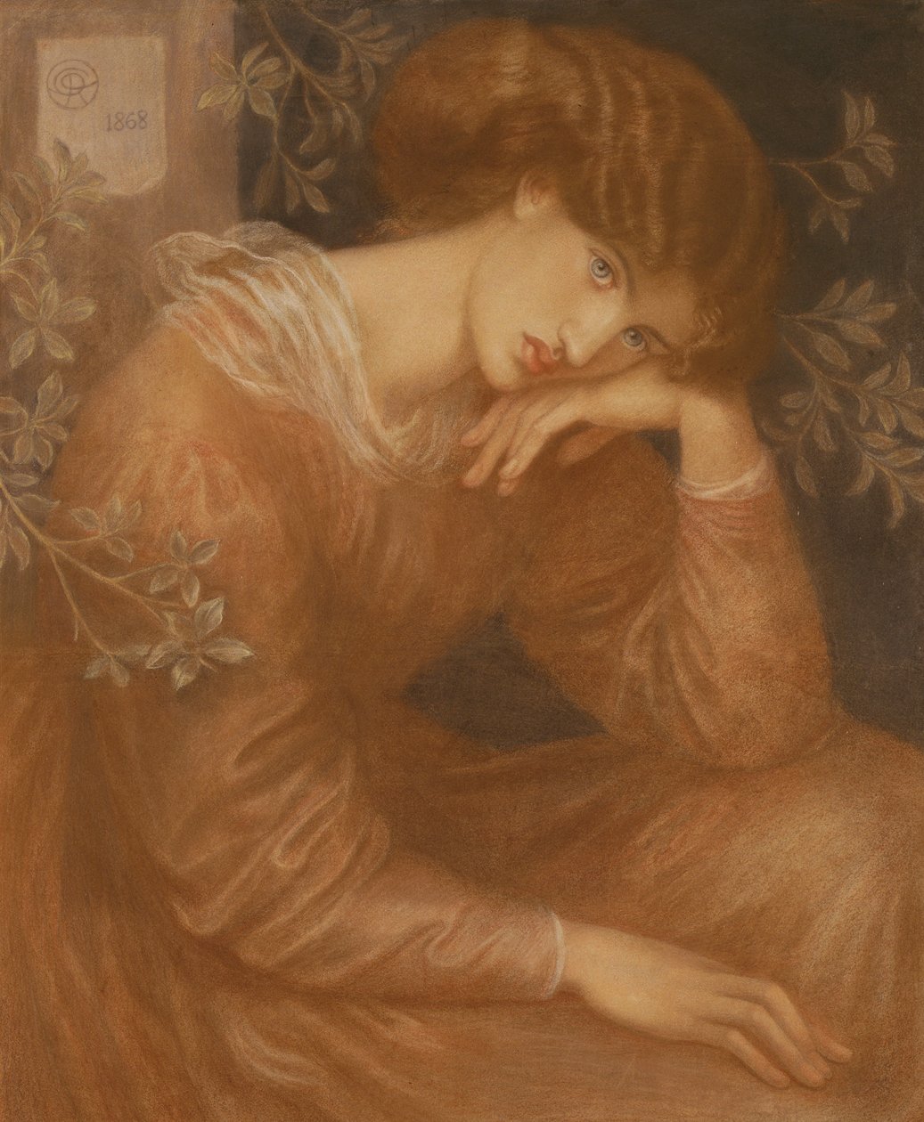 Devaneio, 1868 (giz colorido sobre papel) de Dante Gabriel Charles Rossetti