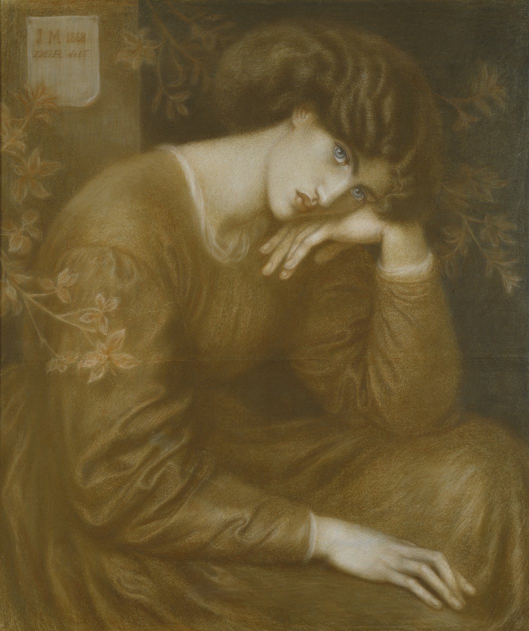 Devaneio, 1868 (giz colorido sobre papel) de Dante Gabriel Charles Rossetti