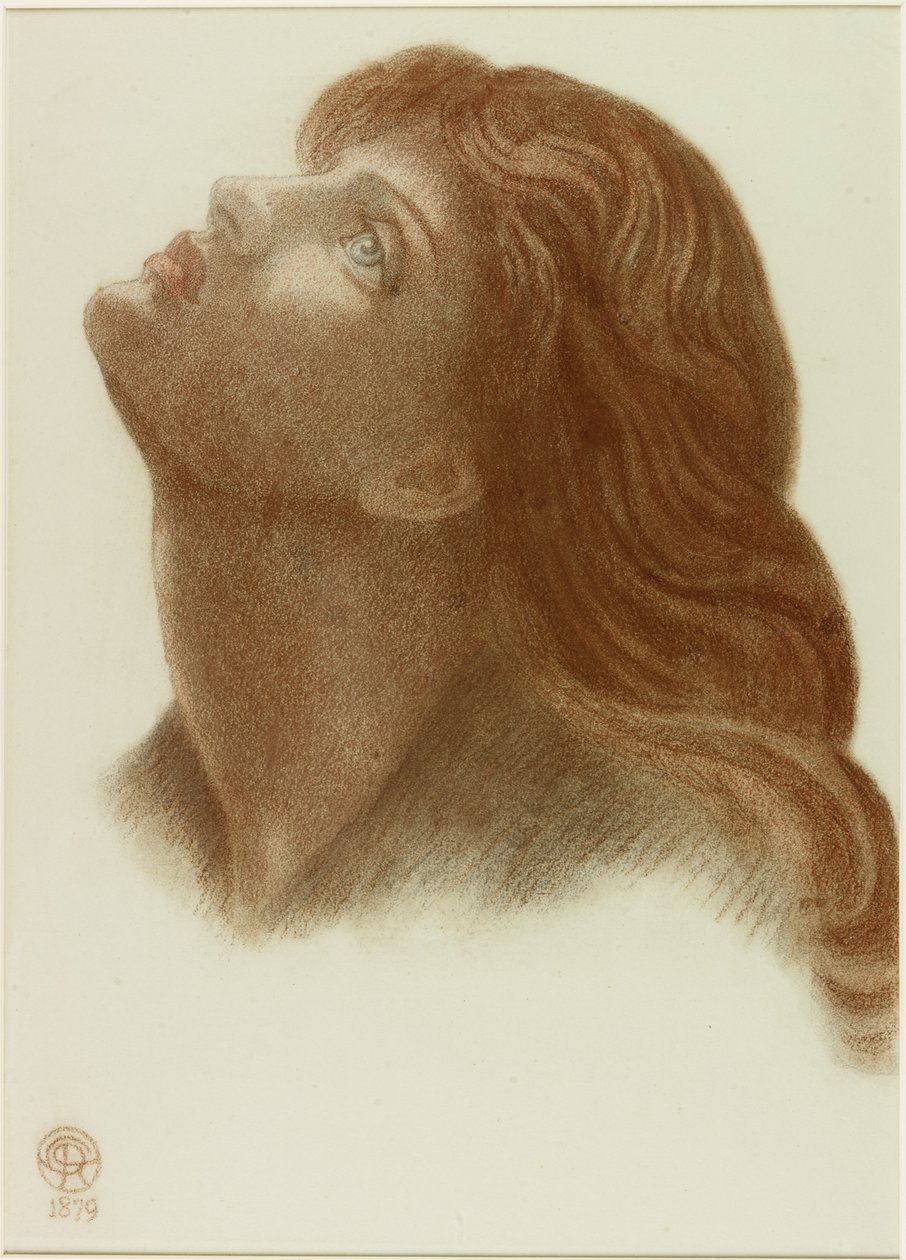 Estudo após &39;Astarte Syriaca&39; (giz no papel) de Dante Gabriel Charles Rossetti