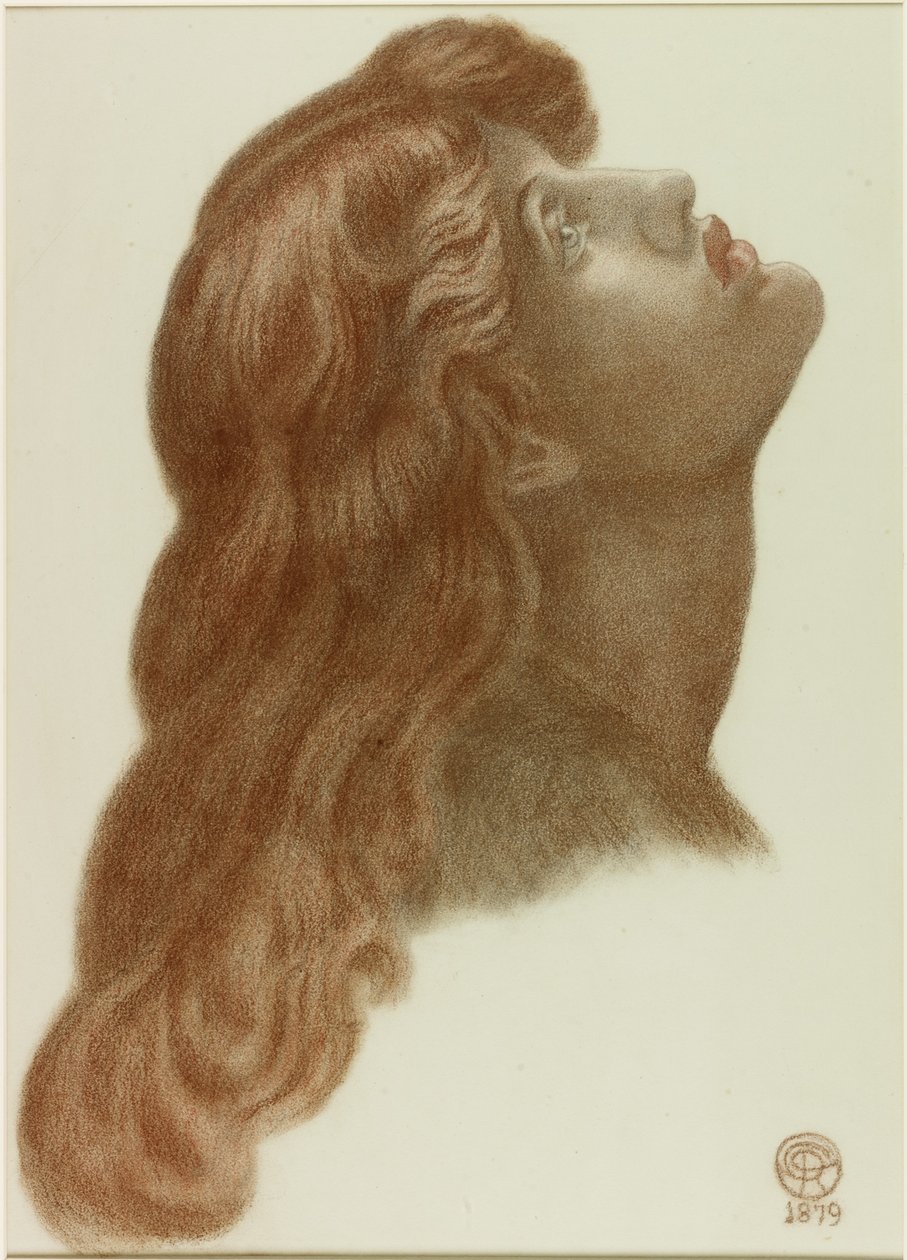 Estudo após &39;Astarte Syriaca&39; (giz no papel) de Dante Gabriel Charles Rossetti