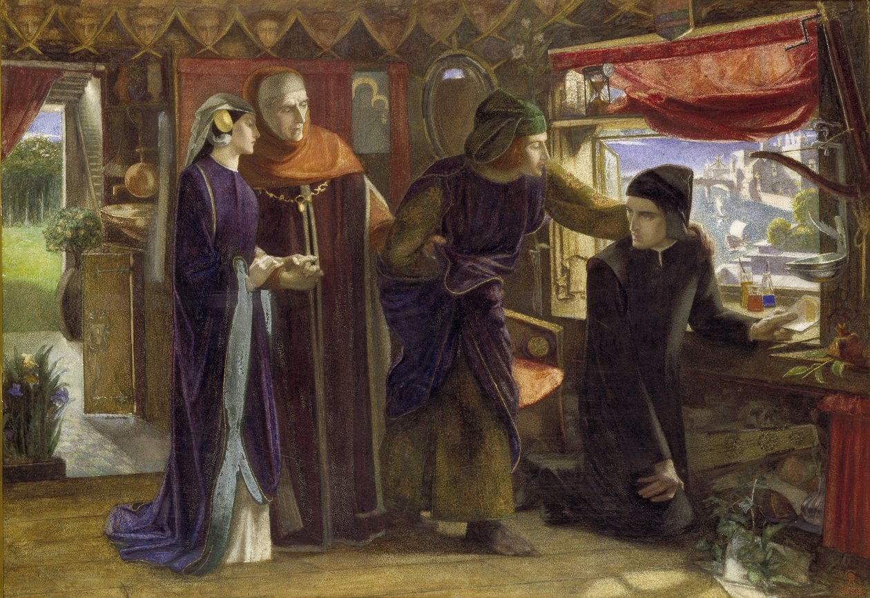 O primeiro aniversário da morte de Beatrice, 1853-54 de Dante Gabriel Charles Rossetti