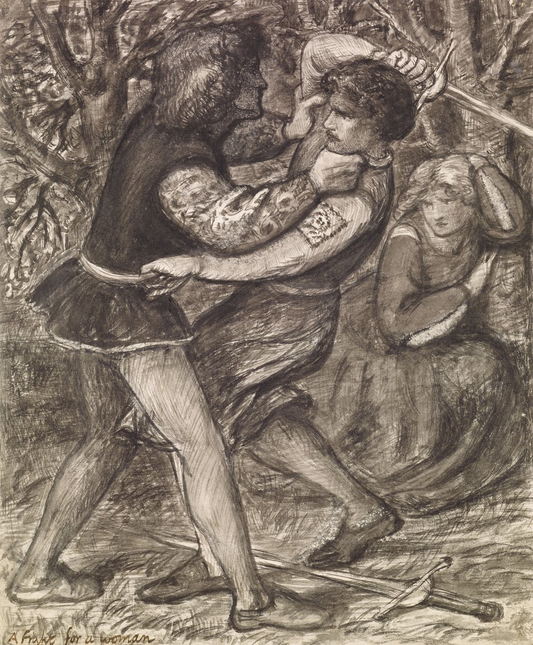 Uma luta por uma mulher de Dante Gabriel Charles Rossetti