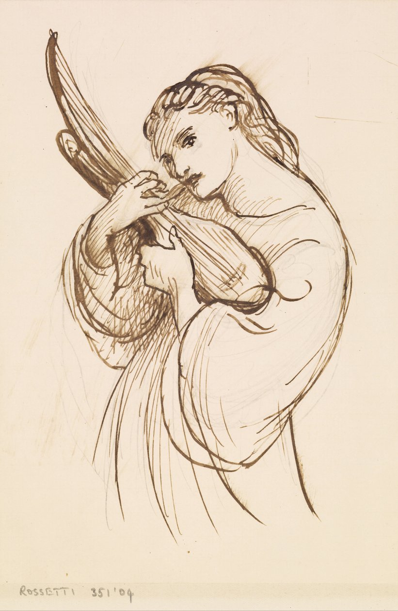 Menina, com, um, instrumento musical de Dante Gabriel Charles Rossetti