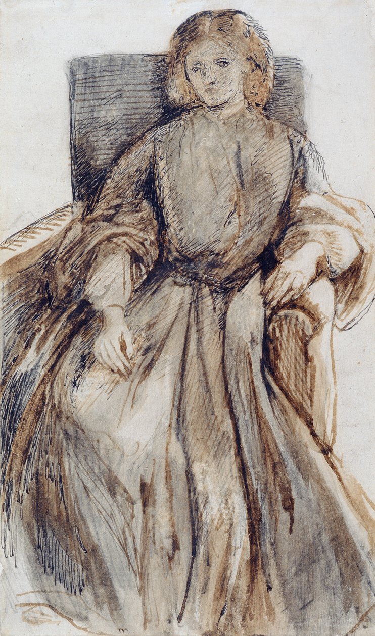 Miss Elizabeth Siddal (caneta e tinta no papel) de Dante Gabriel Charles Rossetti