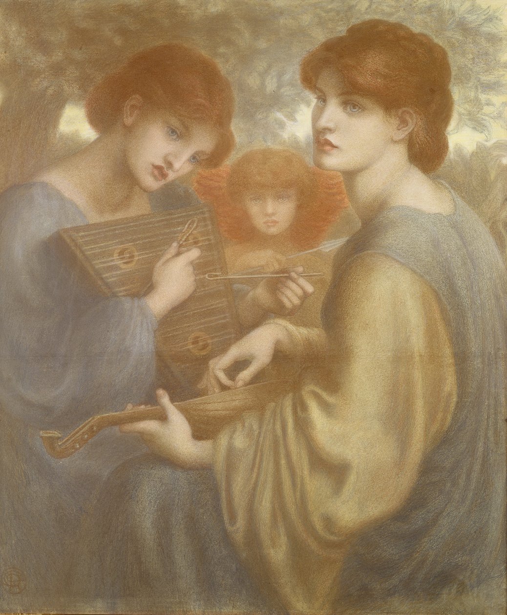 No. 1011 Estudo para &39;The Bower Meadow&39;, c.1872 (giz colorido sobre papel) (veja também 62974) de Dante Gabriel Charles Rossetti