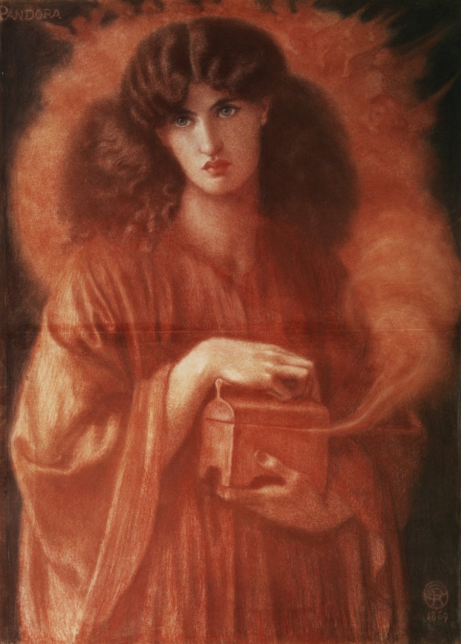 Pandora, 1869 (giz no papel) de Dante Gabriel Charles Rossetti