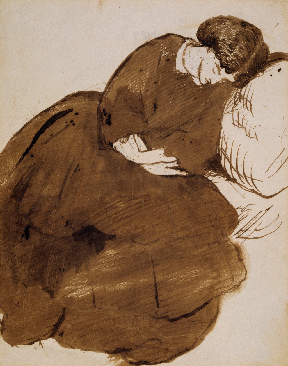 Retrato de Jane Morris dormindo em um sofá de Dante Gabriel Charles Rossetti