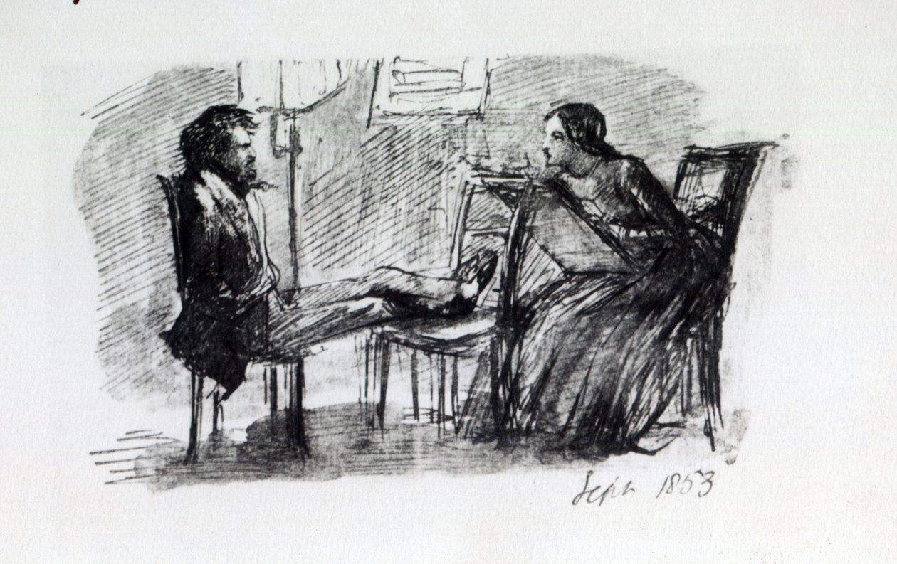 Rossetti sendo esboçado por Elizabeth Siddal, setembro de 1853 de Dante Gabriel Charles Rossetti