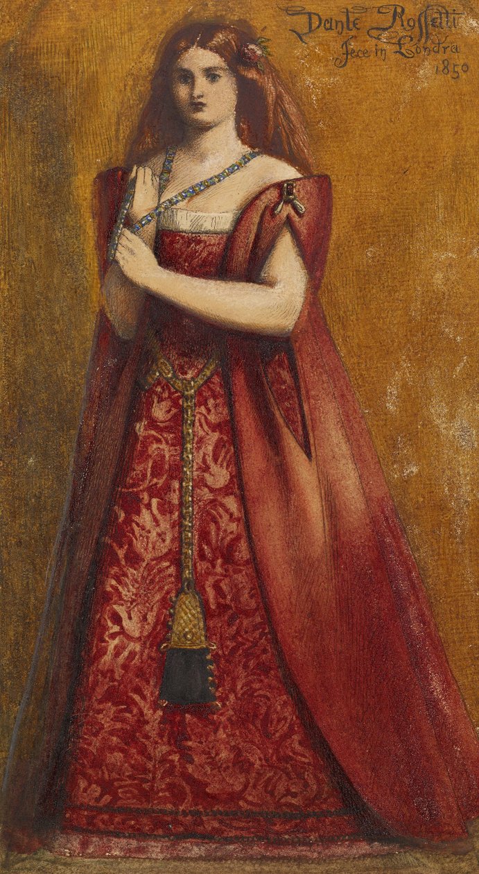 Vermelho vestido (vestido de vermelho) de Dante Gabriel Charles Rossetti