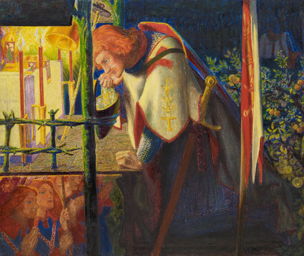 Sir Galahad na capela arruinada de Dante Gabriel Charles Rossetti