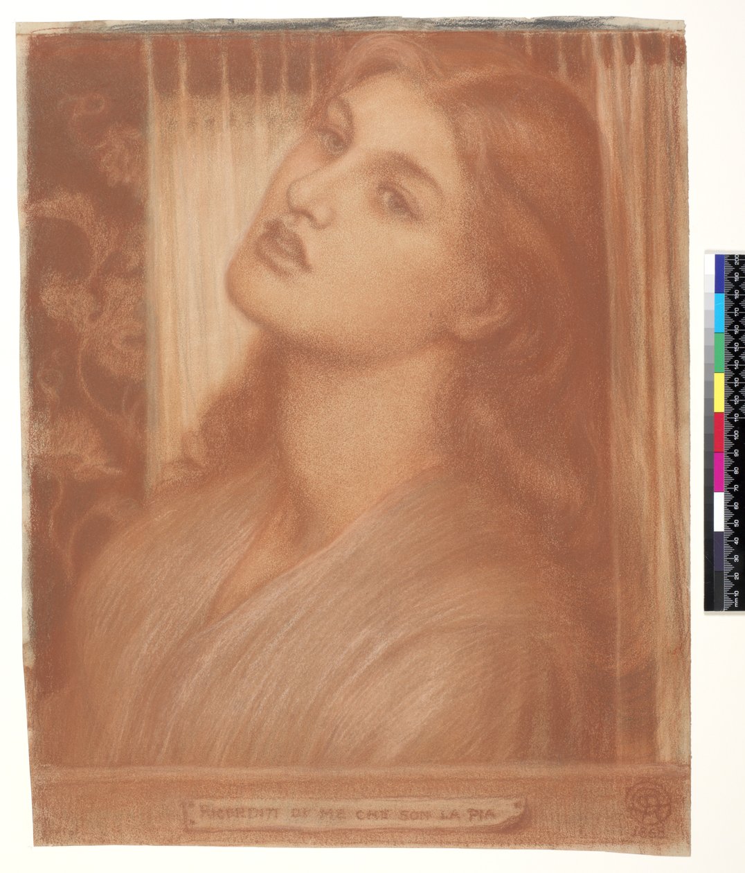 Estudo para &39;La Pia de&39; Tolomei &39;(giz vermelho e branco sobre papel) (ver 111338) de Dante Gabriel Charles Rossetti