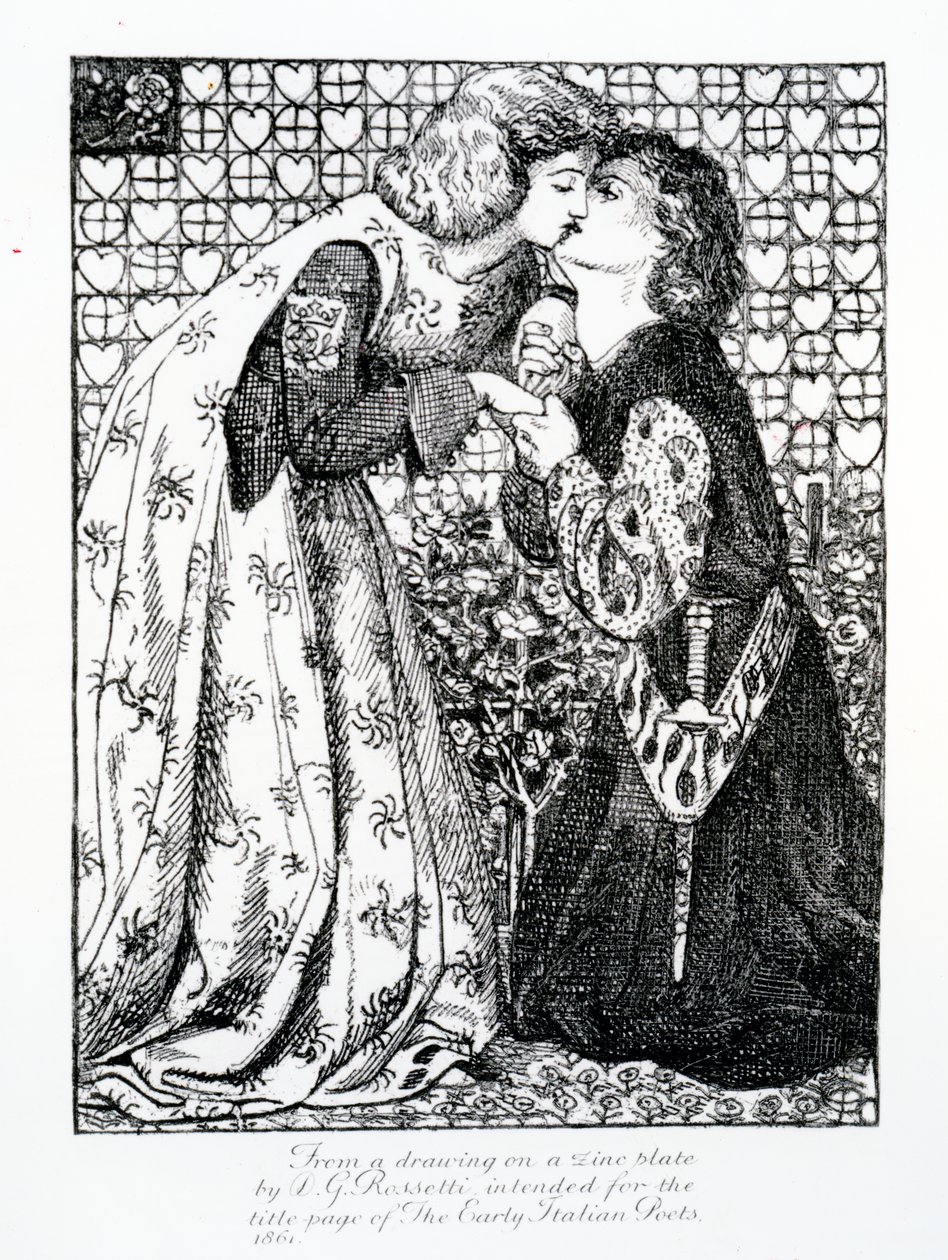 Titlepage destinado a &39;The Early Italian Poets&39;, 1861 de Dante Gabriel Charles Rossetti