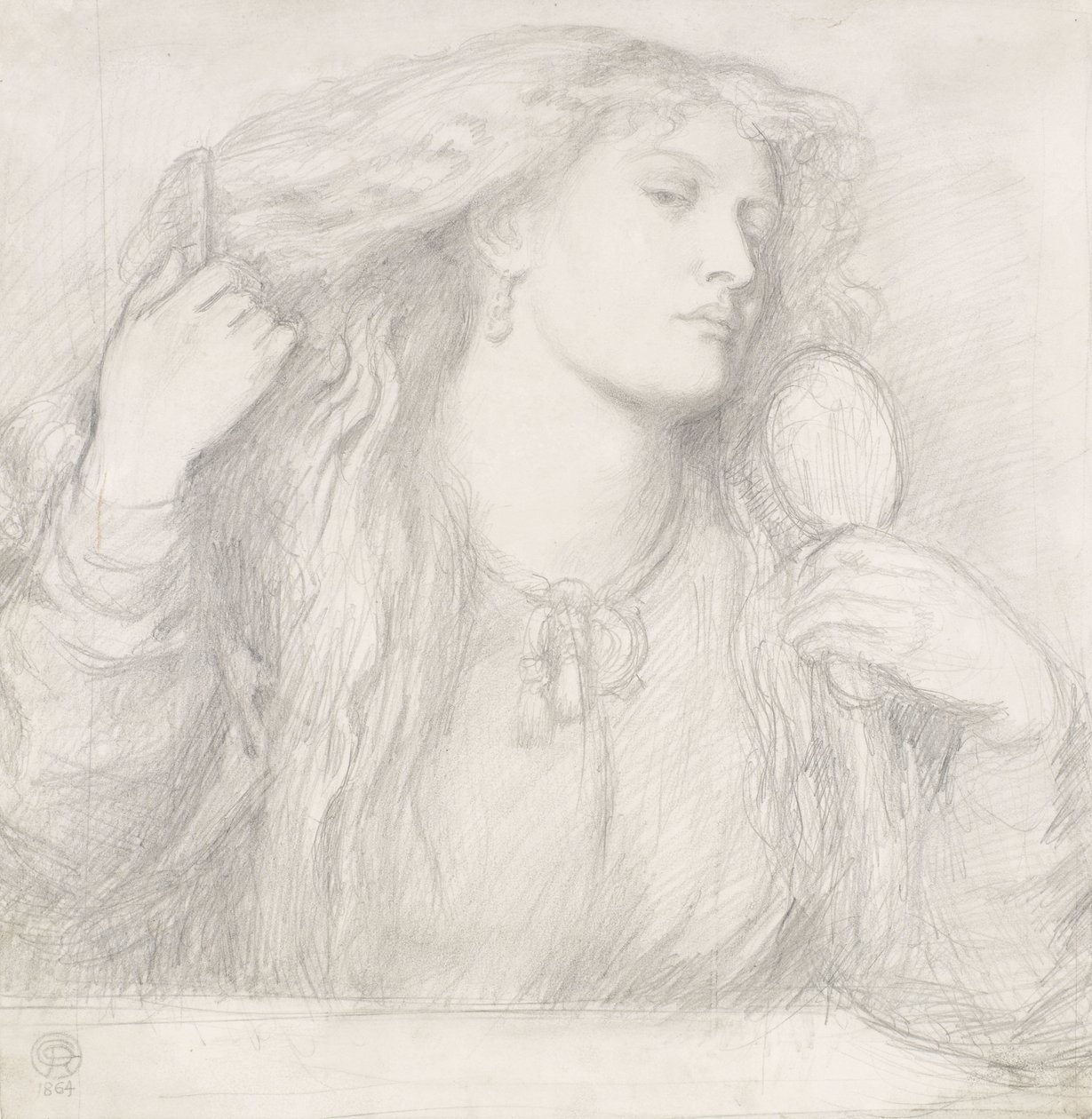 Mulher penteando seu cabelo, Fanny Cornforth de Dante Gabriel Charles Rossetti