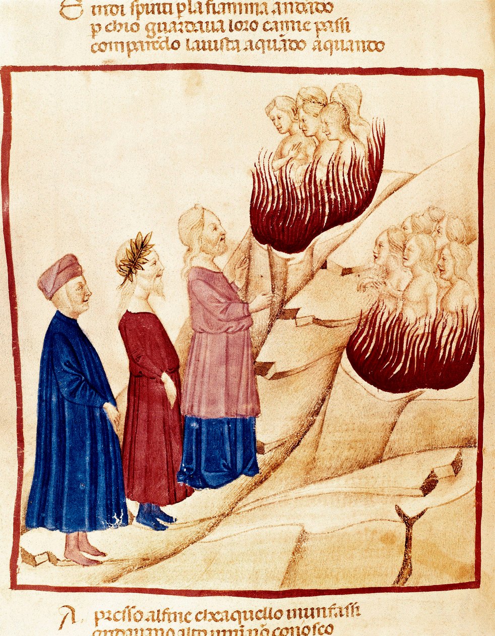 Purgatório: Dante e Virgil, em miniatura de Dante Alighieri