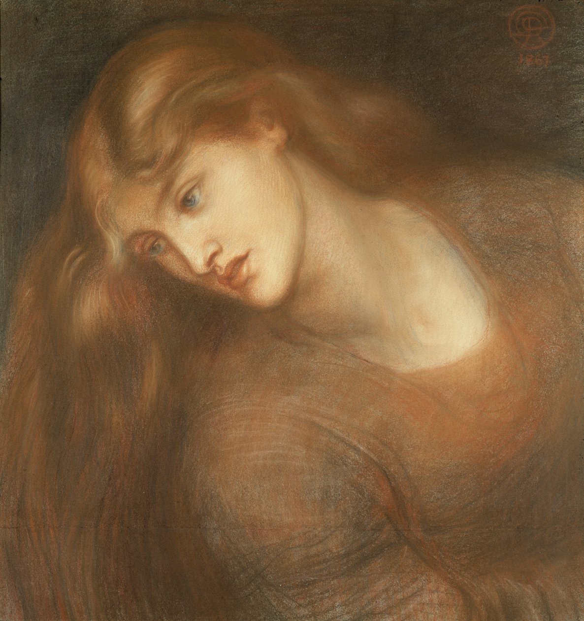 Aspecta Medusa, 1867 (giz colorido sobre papel) de Dante Gabriel Charles Rossetti