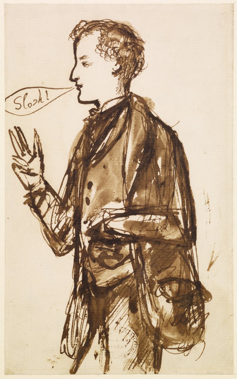 Caricatura de John Everett Millais, c.1851-53 (caneta e tinta e lavagem sobre papel) de Dante Gabriel Charles Rossetti