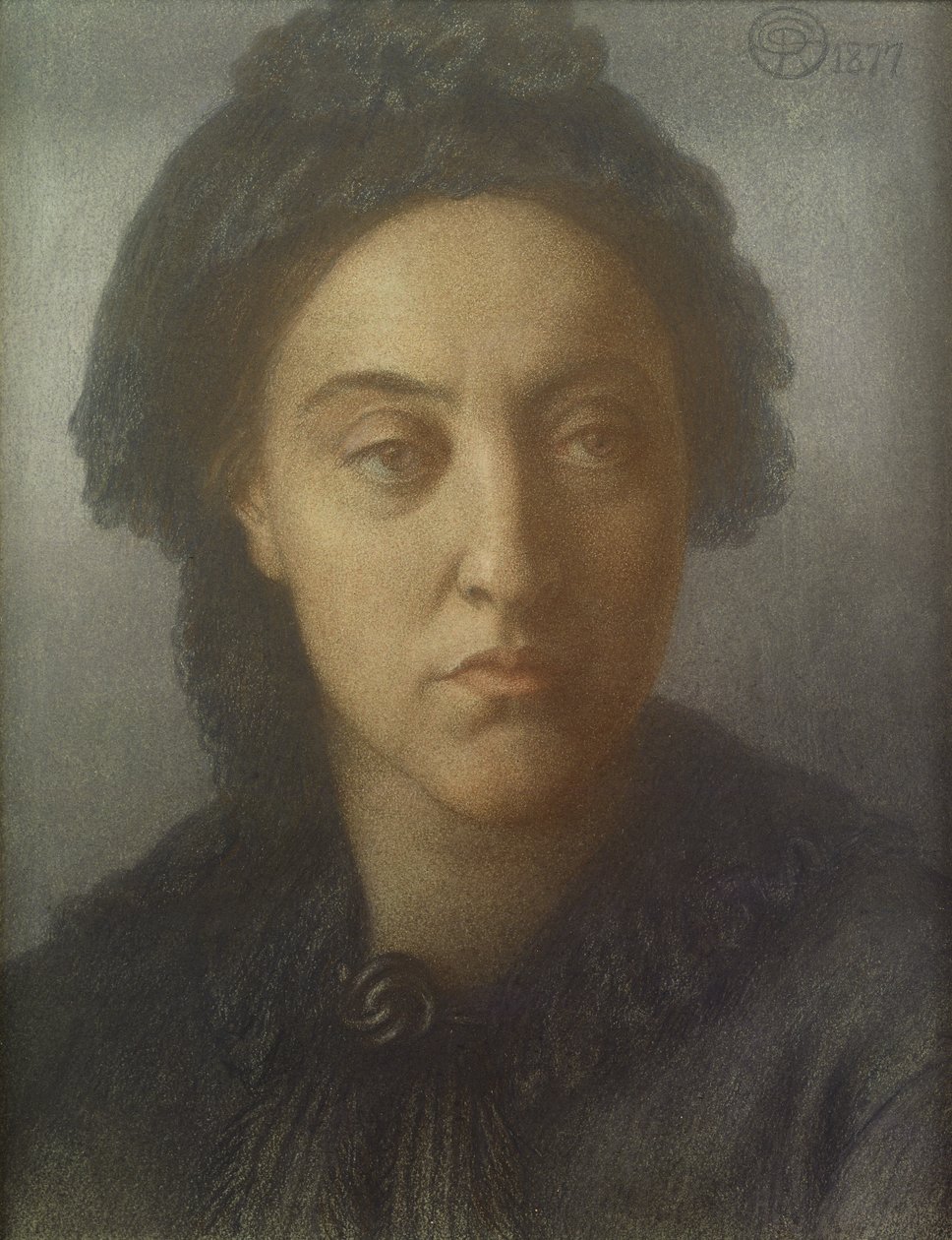 Christina Rossetti, 1877 (giz colorido sobre papel) de Dante Gabriel Charles Rossetti