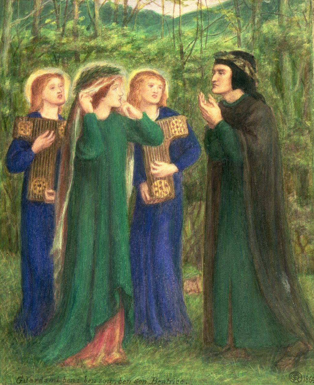 Dante e Beatriz de Dante Gabriel Charles Rossetti
